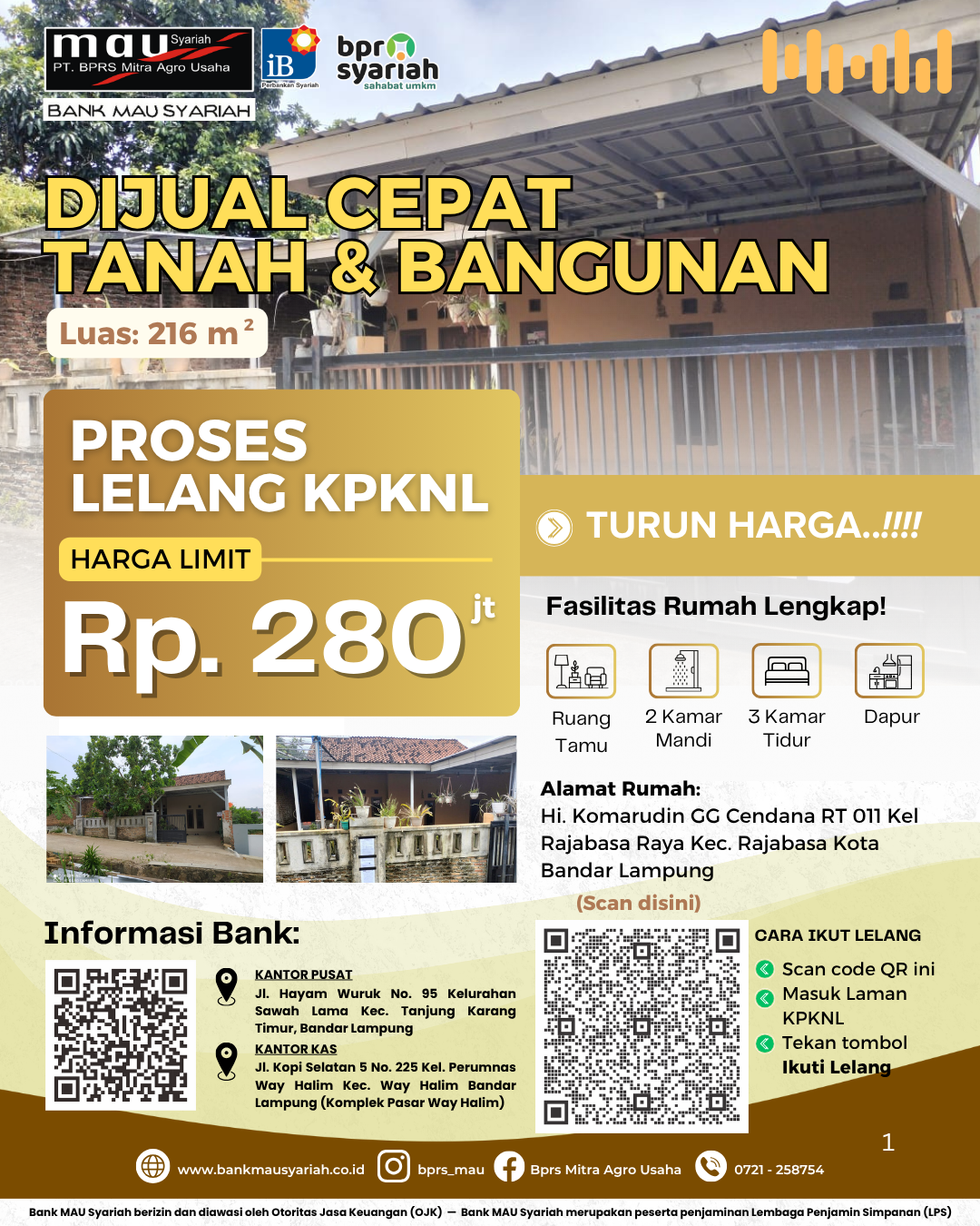 DIJUAL CEPAT TANAH & BANGUNAN