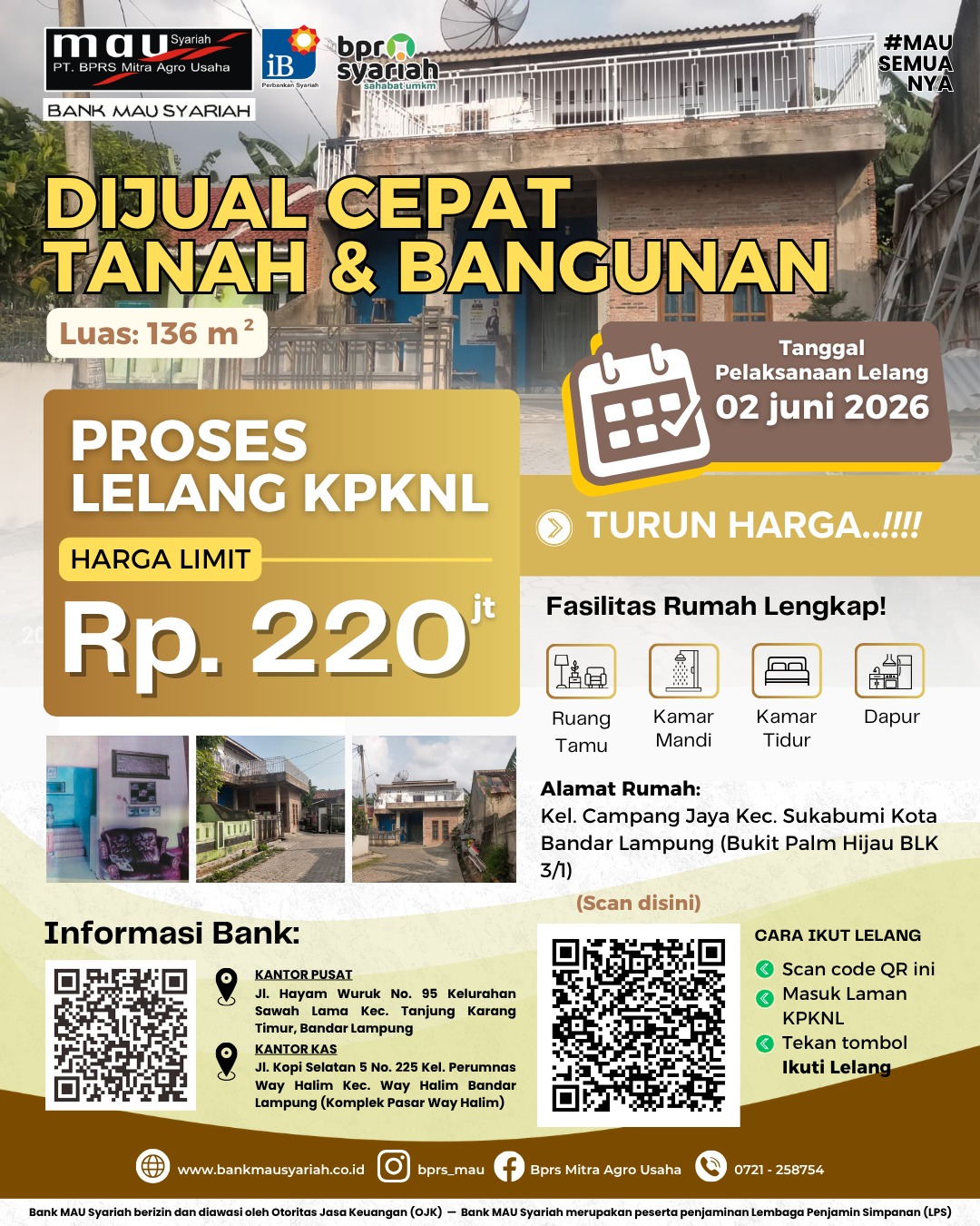 DIJUAL CEPAT TANAH & BANGUNAN