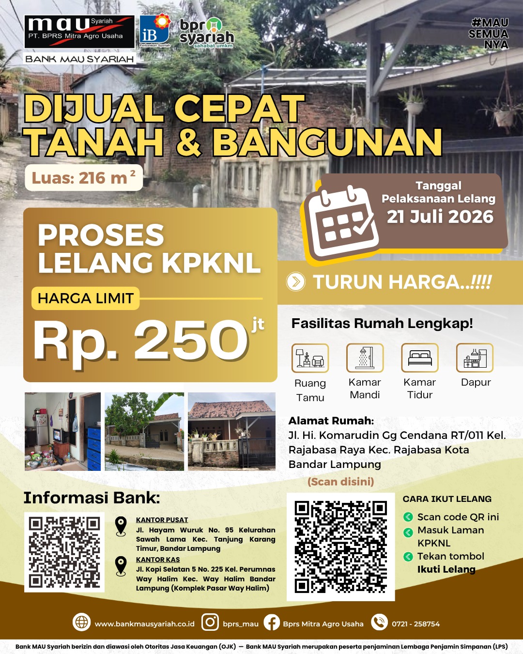 DIJUAL CEPAT TANAH & BANGUNAN