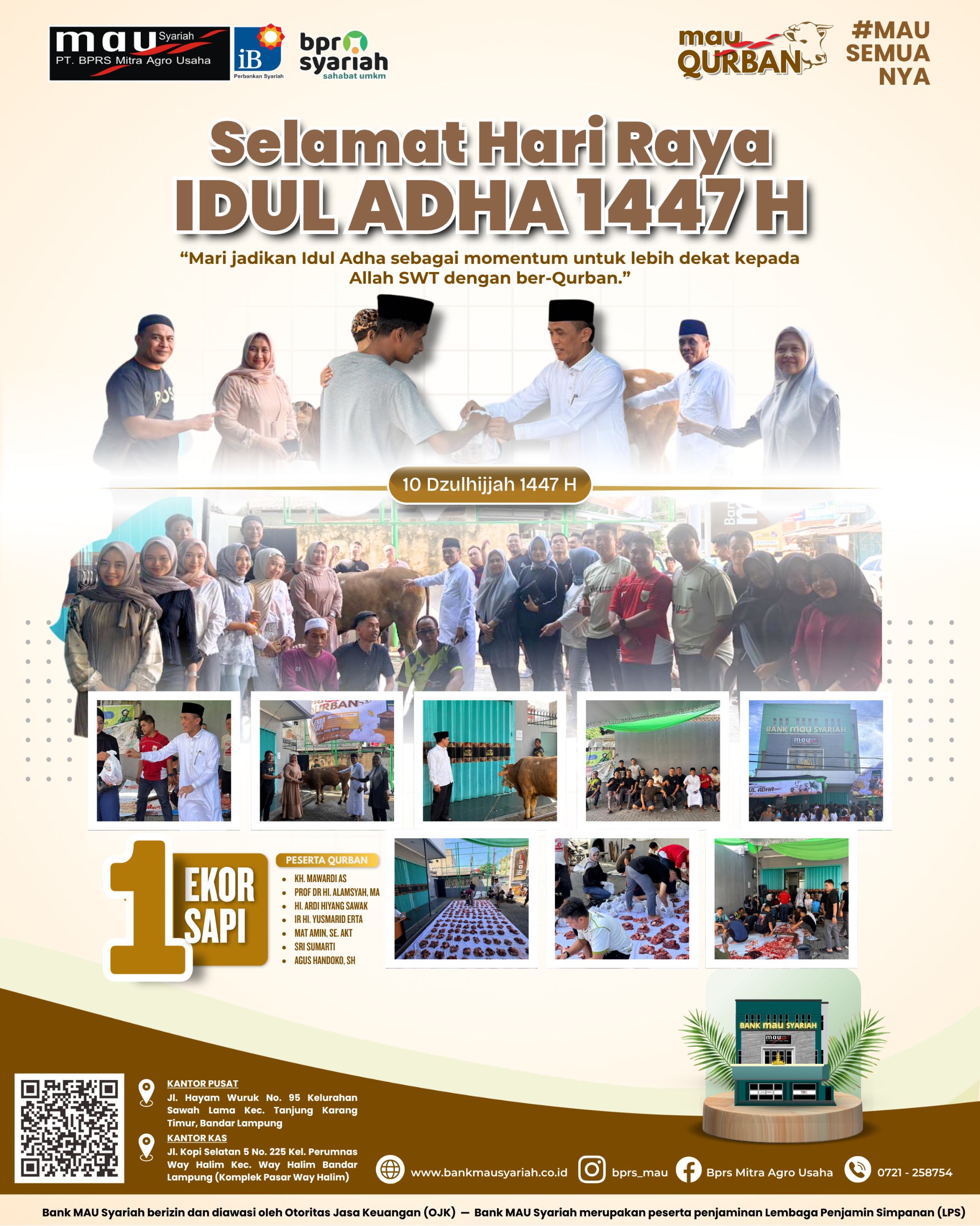 Rayakan Idul Adha 1447 H, Bank MAU Syariah Perkuat Kepedulian Sosial Melalui Ibadah Qurban yang Amanah